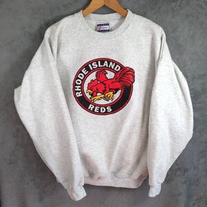 Vintage Rhode Island Reds Hanes Sweatshirt Mens XL Gray Graphic Pullover Hockey